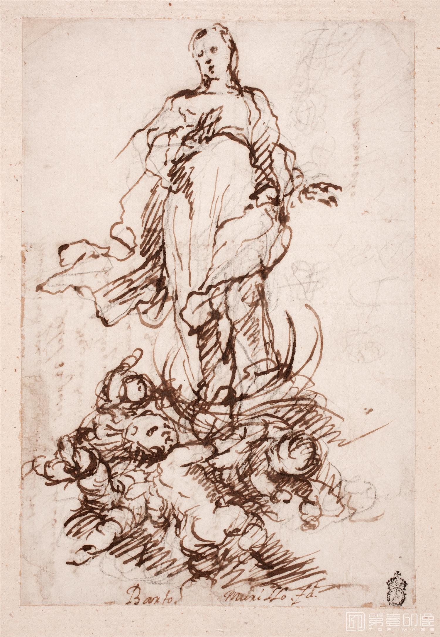 素描-西班牙普拉多美术馆素描藏画-Murillo, Bartolome Esteban-La Inmaculada-1448